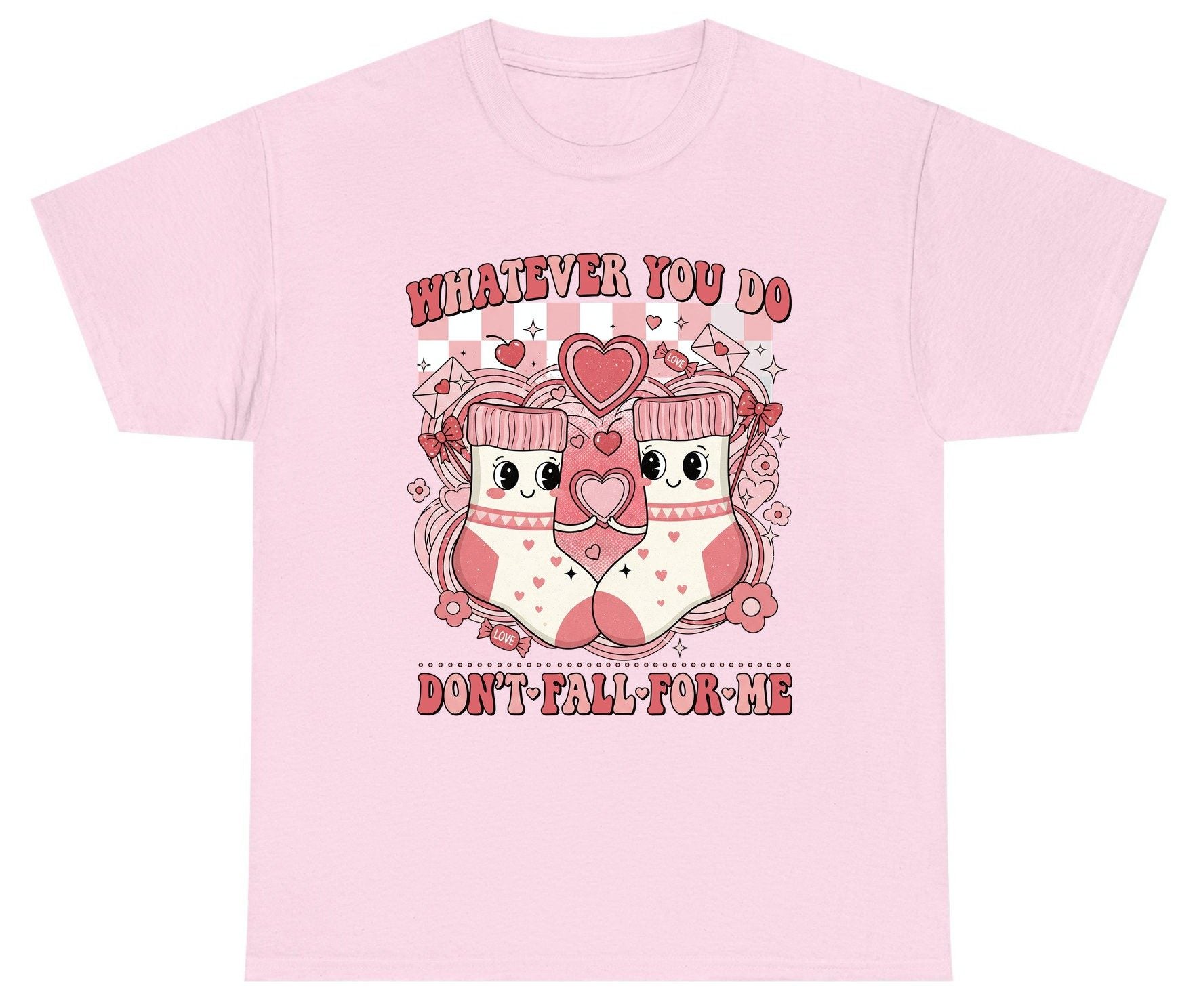 Whatever You Do Don't Fall for Me anti-Valentine's Day Youth T-Shirt Light Pink product mockup