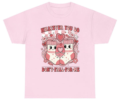 Whatever You Do Don't Fall for Me anti-Valentine's Day Youth T-Shirt Light Pink product mockup