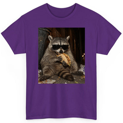Raccoon Eating Taco Funny Animal Lovers T-Shirt - product mockup - Purple
