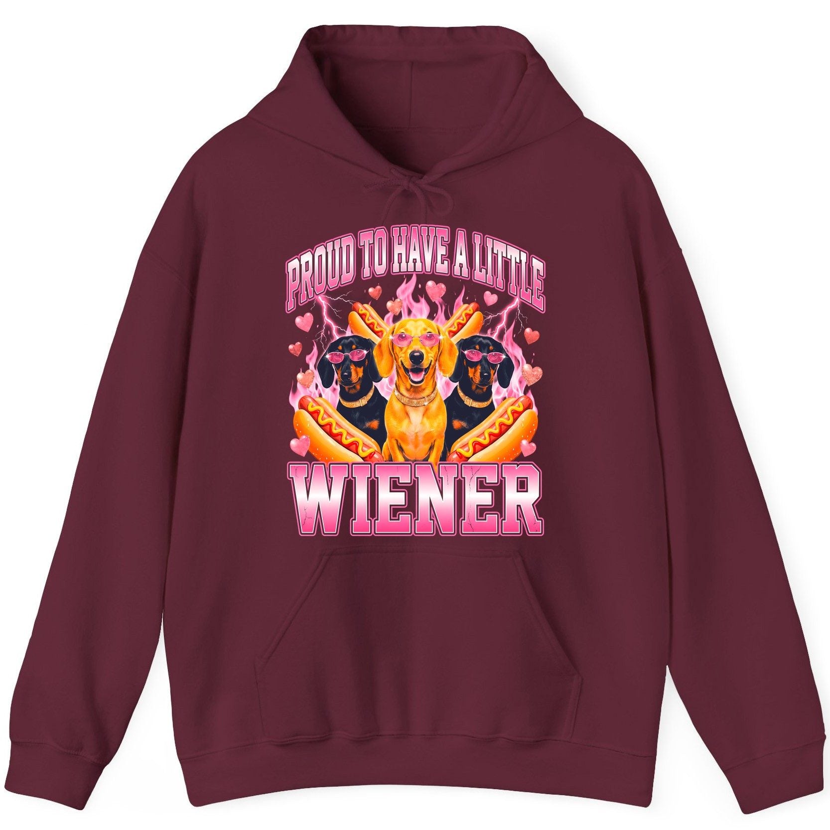 Proud to Have a Little Wiener dachshund Hoodie Maroon product mockup