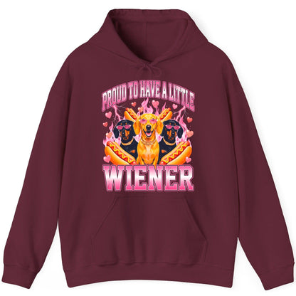 Proud to Have a Little Wiener dachshund Hoodie Maroon product mockup