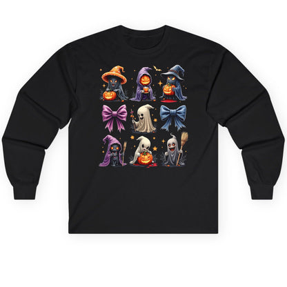 Spooky Cute Halloween Characters Halloween characters Long Sleeve Tee Black product mockup