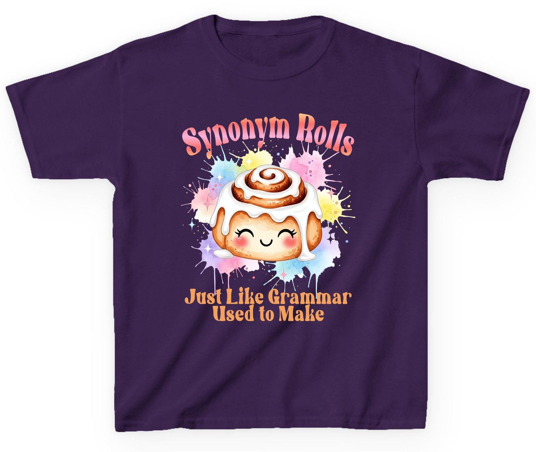 Synonym Rolls Just Like Grammar Used to Make grammar pun Youth T-Shirt Purple product mockup