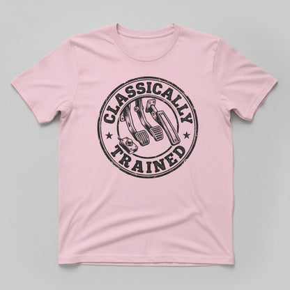 Classically Trained Vintage Manual Transmission T-Shirt - product mockup - Light Pink
