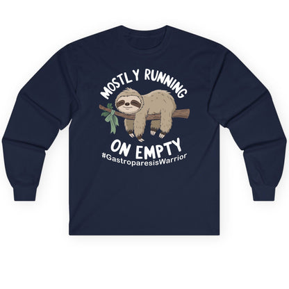 Mostly Running on Empty Gastroparesiswarrior gastroparesis awareness Long Sleeve Tee Navy product mockup