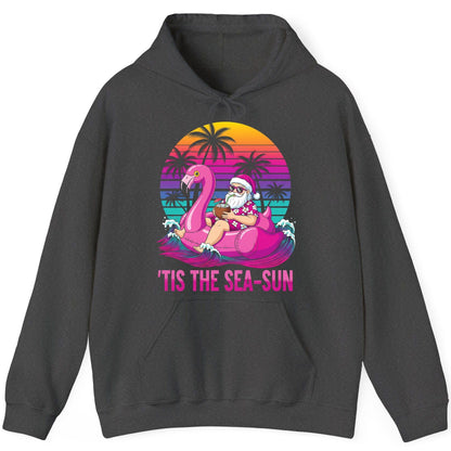 'Tis the Sea-Sun tropical santa claus Hoodie Dark Heather product mockup