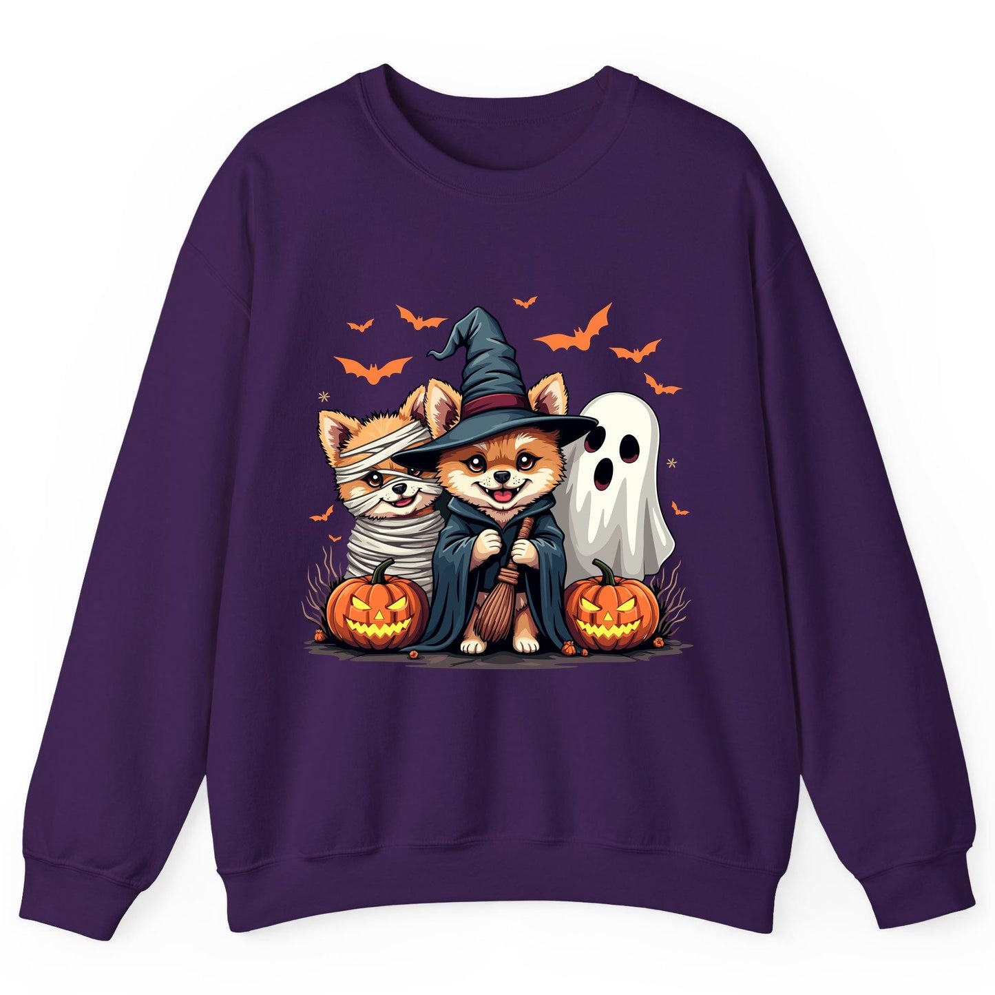 Cute Halloween Corgi Dogs Halloween corgis Sweatshirt Purple product mockup