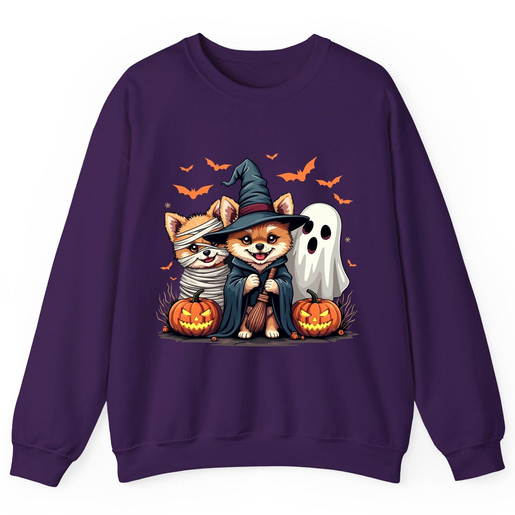 Cute Halloween Corgi Dogs Halloween corgis Sweatshirt Purple product mockup