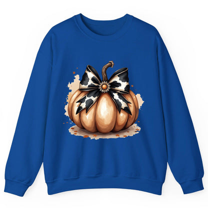 Cow Print Bow Pumpkin pumpkin Sweatshirt Royal product mockup