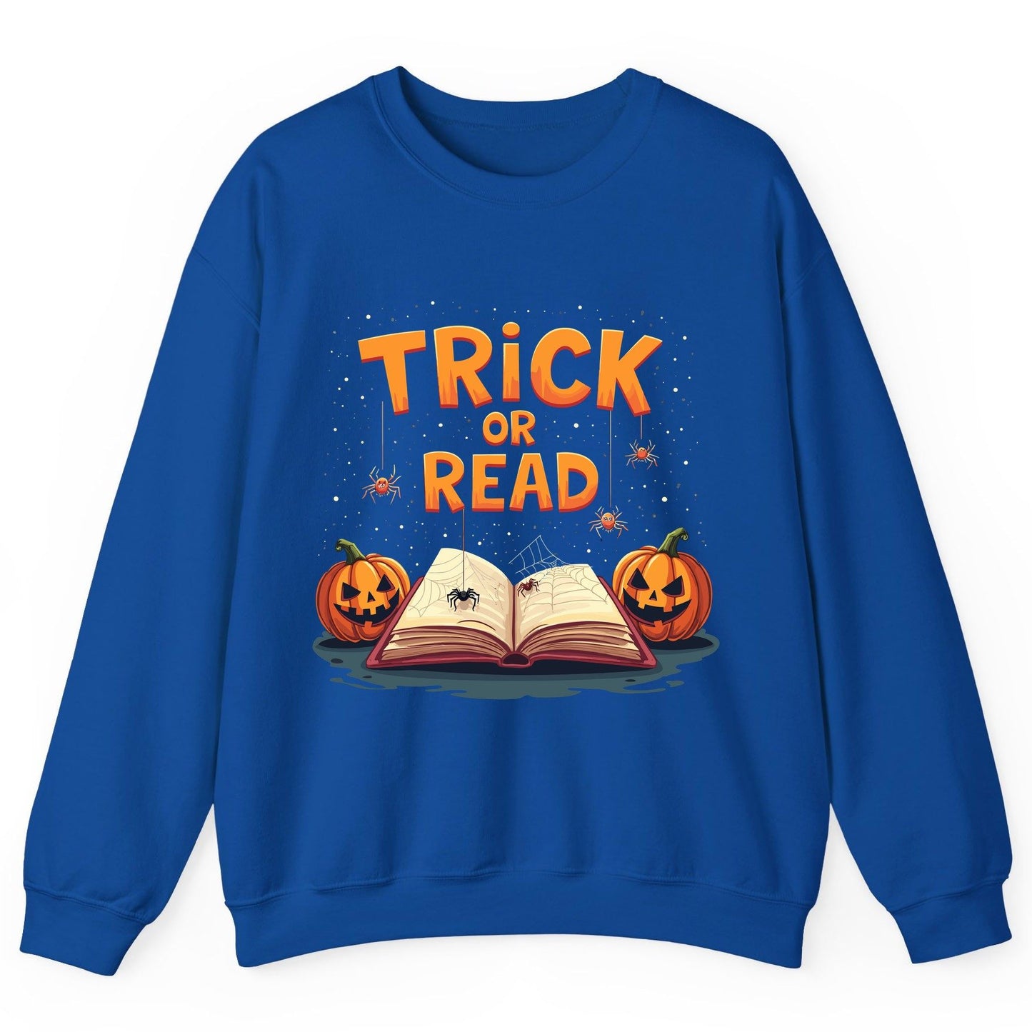 Trick or Read Halloween Sweatshirt Royal product mockup