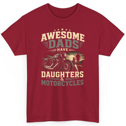 Awesome Dads Have Daughters & Motorcycles biker dad T-Shirt Cardinal Red product mockup