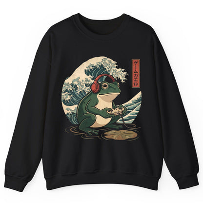 ゲームカエル gamer frog Sweatshirt Black product mockup