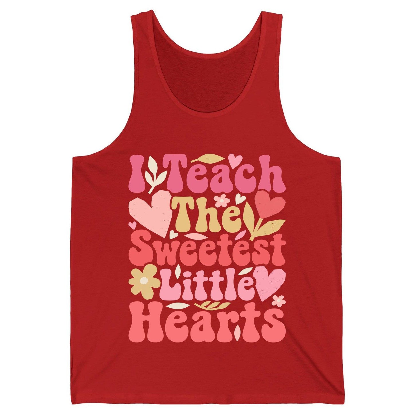 I Teach the Sweetest Little Hearts teaching Tank Top Red product mockup