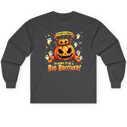 It's Not a Trick I'm Going to Be a Big Brother! Halloween big brother announcement Long Sleeve Tee Dark Heather product