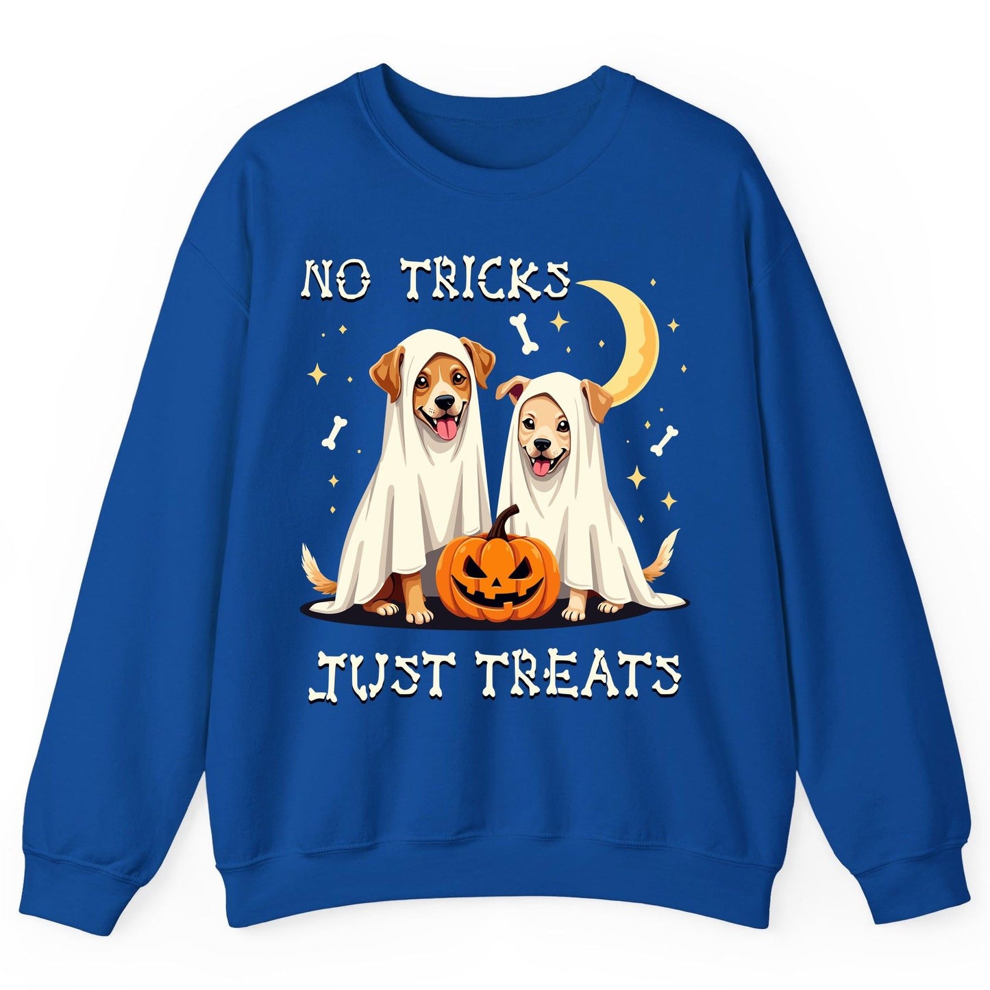 No Tricks Just Treats Halloween dogs Sweatshirt Royal product mockup
