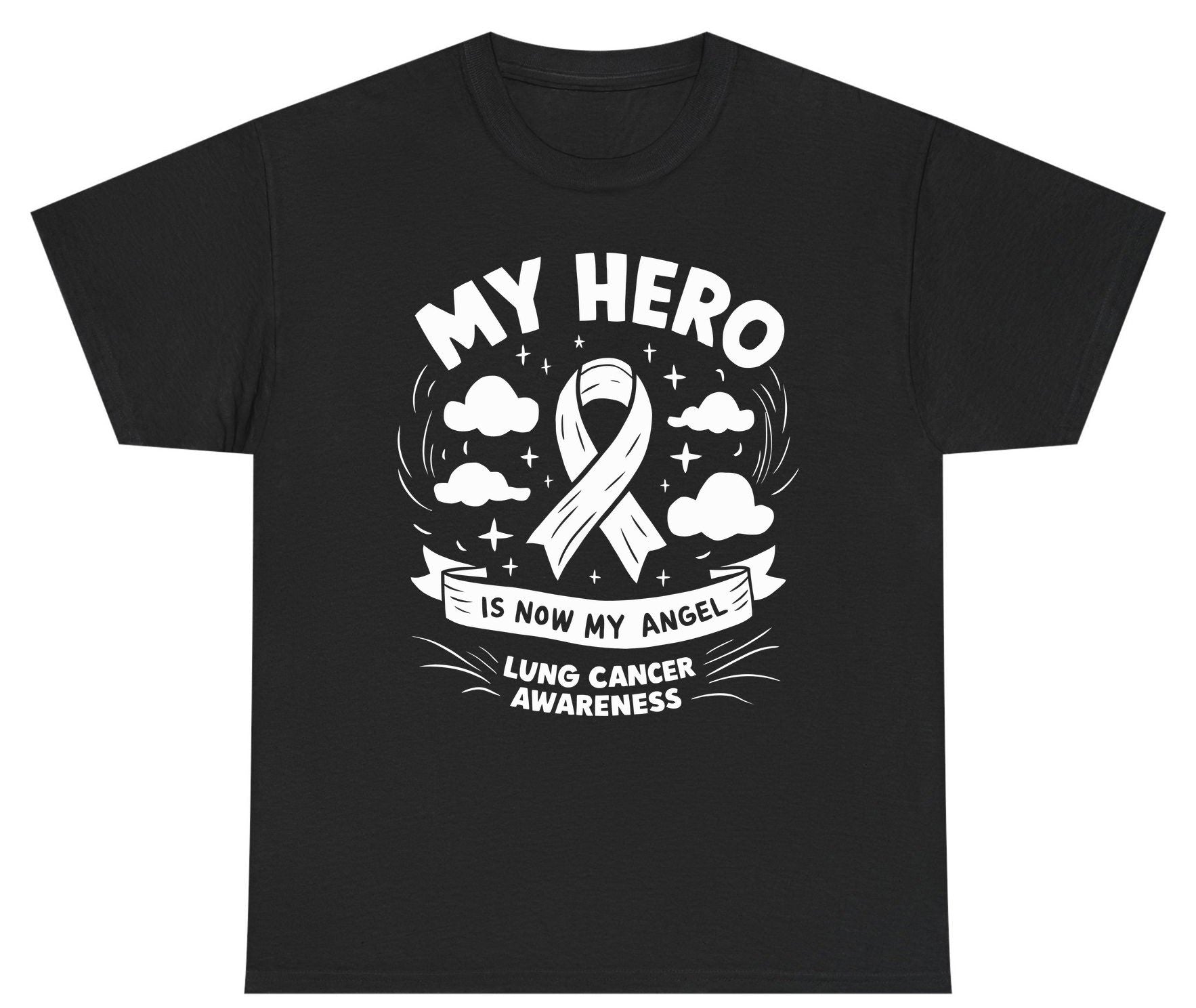 My Hero Is Now My Angel Lung Cancer Awareness lung cancer awareness Youth T-Shirt Black product mockup