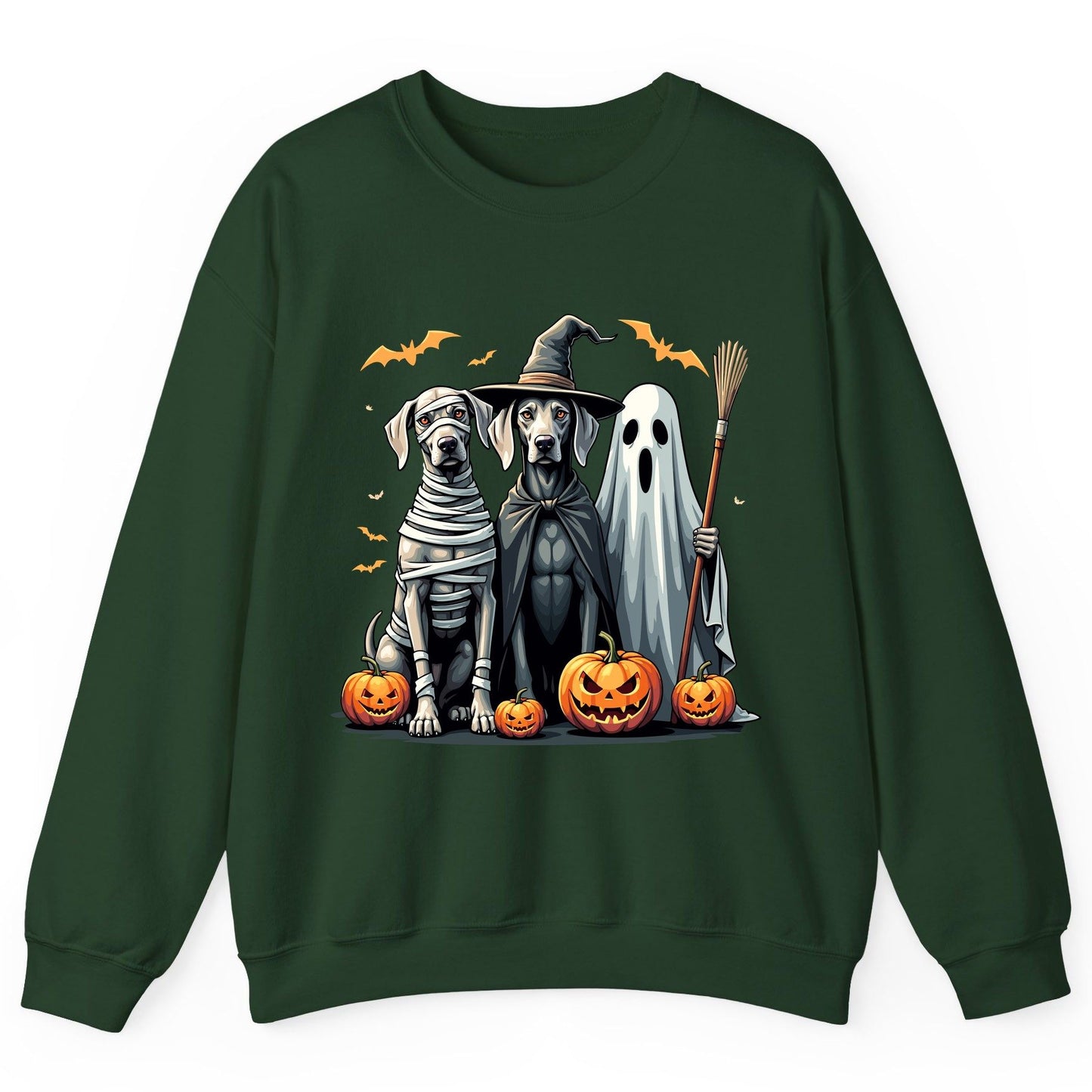Halloween Weimaraner Dogs Halloween weimaraner dogs Sweatshirt Forest Green product mockup