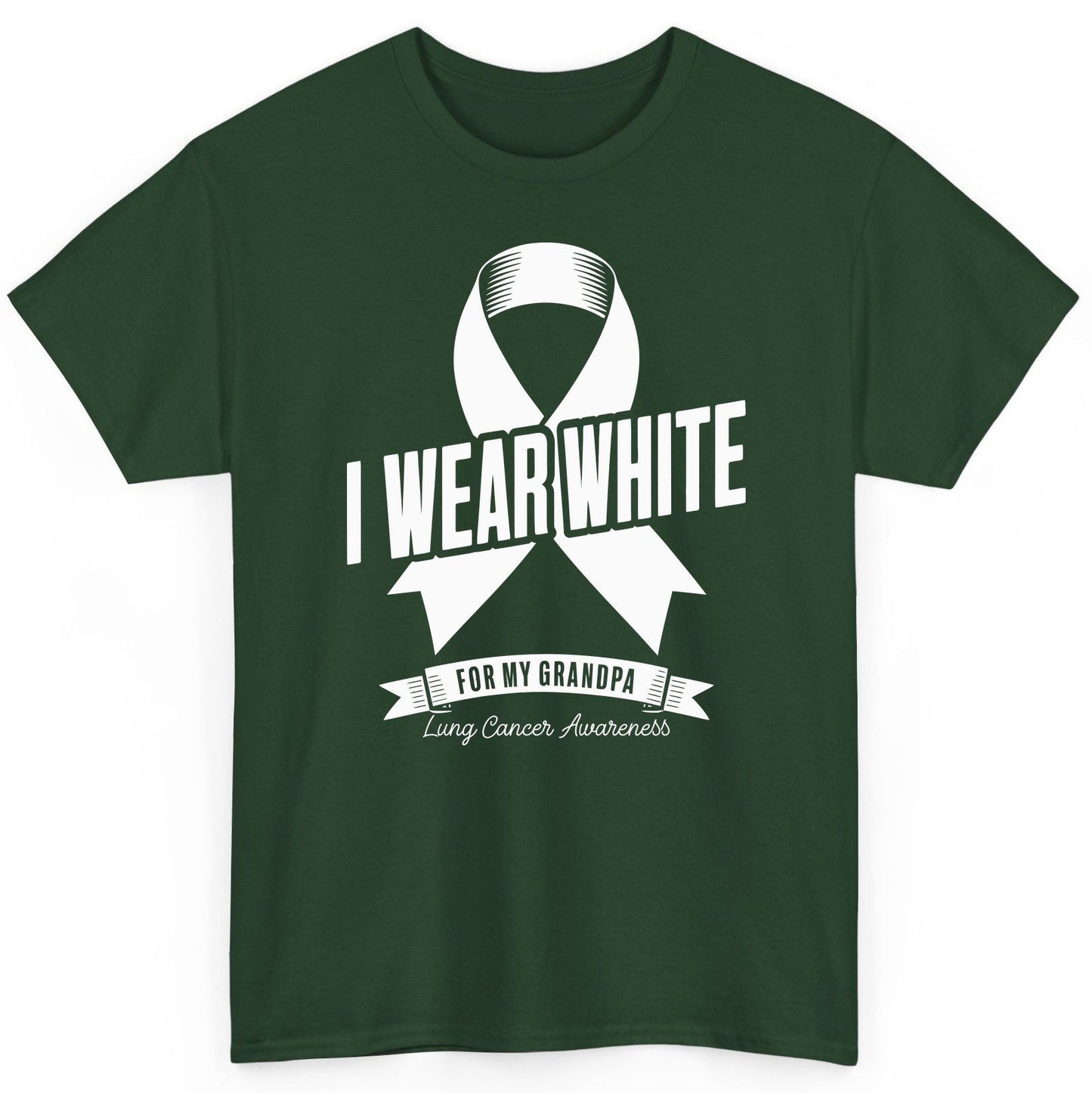 I Wear White for My Grandpa lung cancer awareness T-Shirt Forest Green product mockup