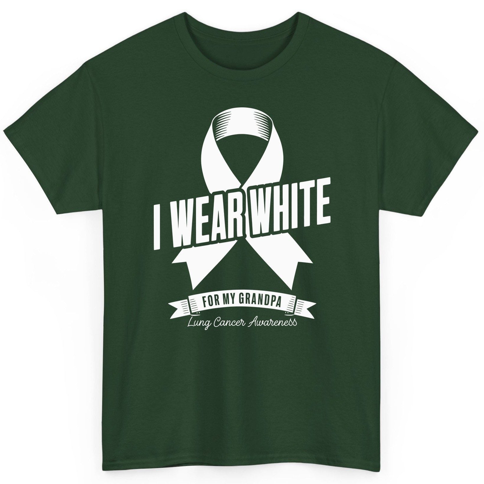 I Wear White for My Grandpa lung cancer awareness T-Shirt Forest Green product mockup
