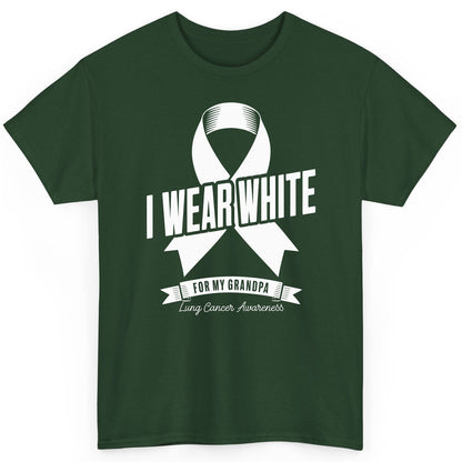 I Wear White for My Grandpa lung cancer awareness T-Shirt Forest Green product mockup