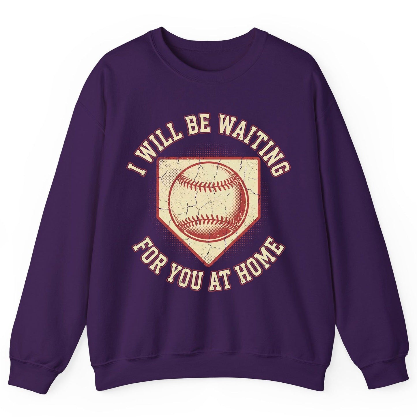 I Will Be Waiting for You at Home baseball Sweatshirt Purple product mockup