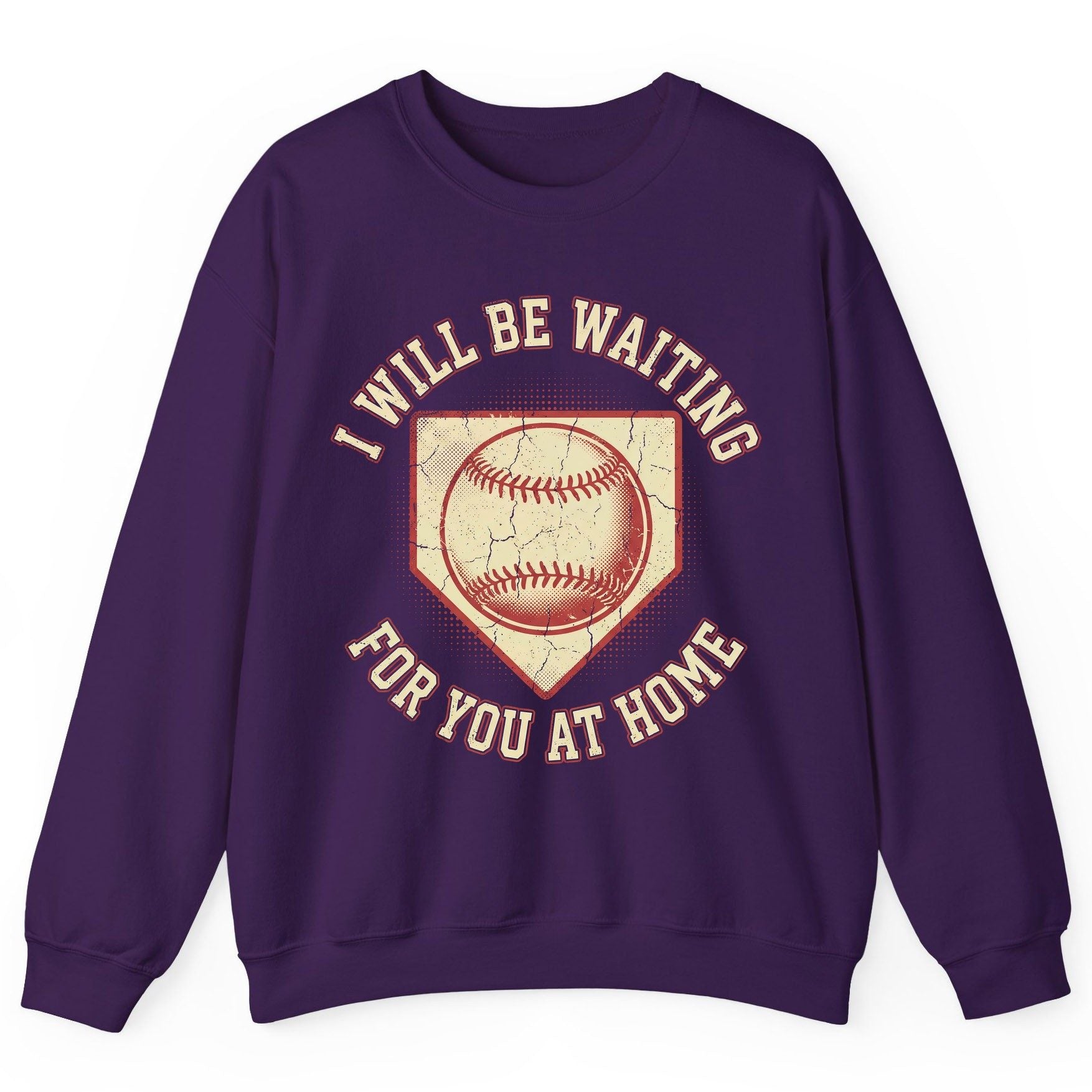 I Will Be Waiting for You at Home baseball Sweatshirt Purple product mockup