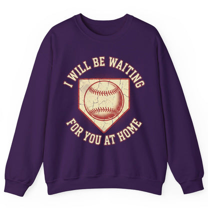 I Will Be Waiting for You at Home baseball Sweatshirt Purple product mockup