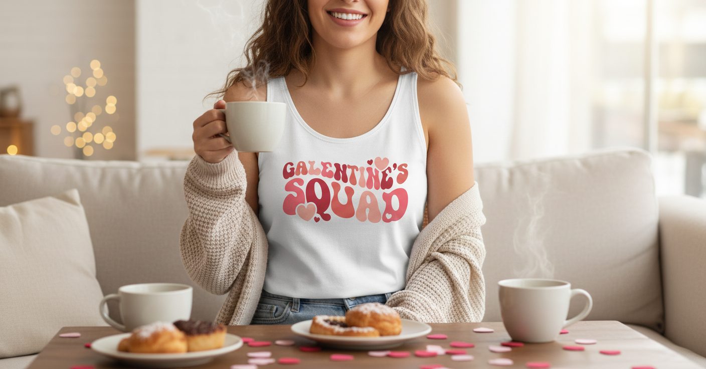 Galentine's Squad galentine's day Tank Top White lifestyle mockup