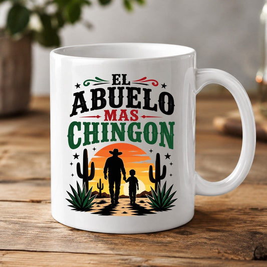 El Abuelo Mas Chingon grandfather and grandson White Mug White product mockup