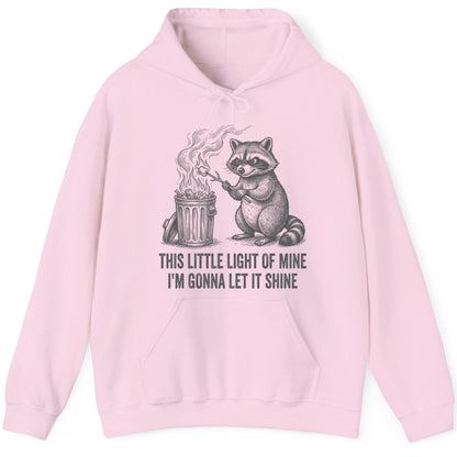 THIS LITTLE LIGHT OF MINE I'M GONNA LET IT SHINE Raccoon Hoodie Light Pink product mockup