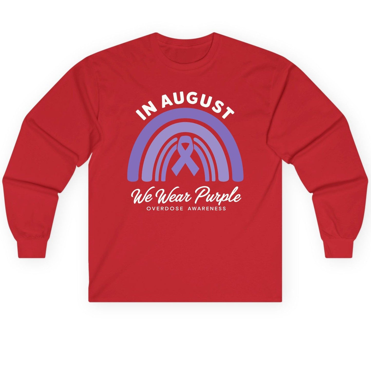In August We Wear Purple Overdose Awareness overdose awareness Long Sleeve Tee Red product mockup