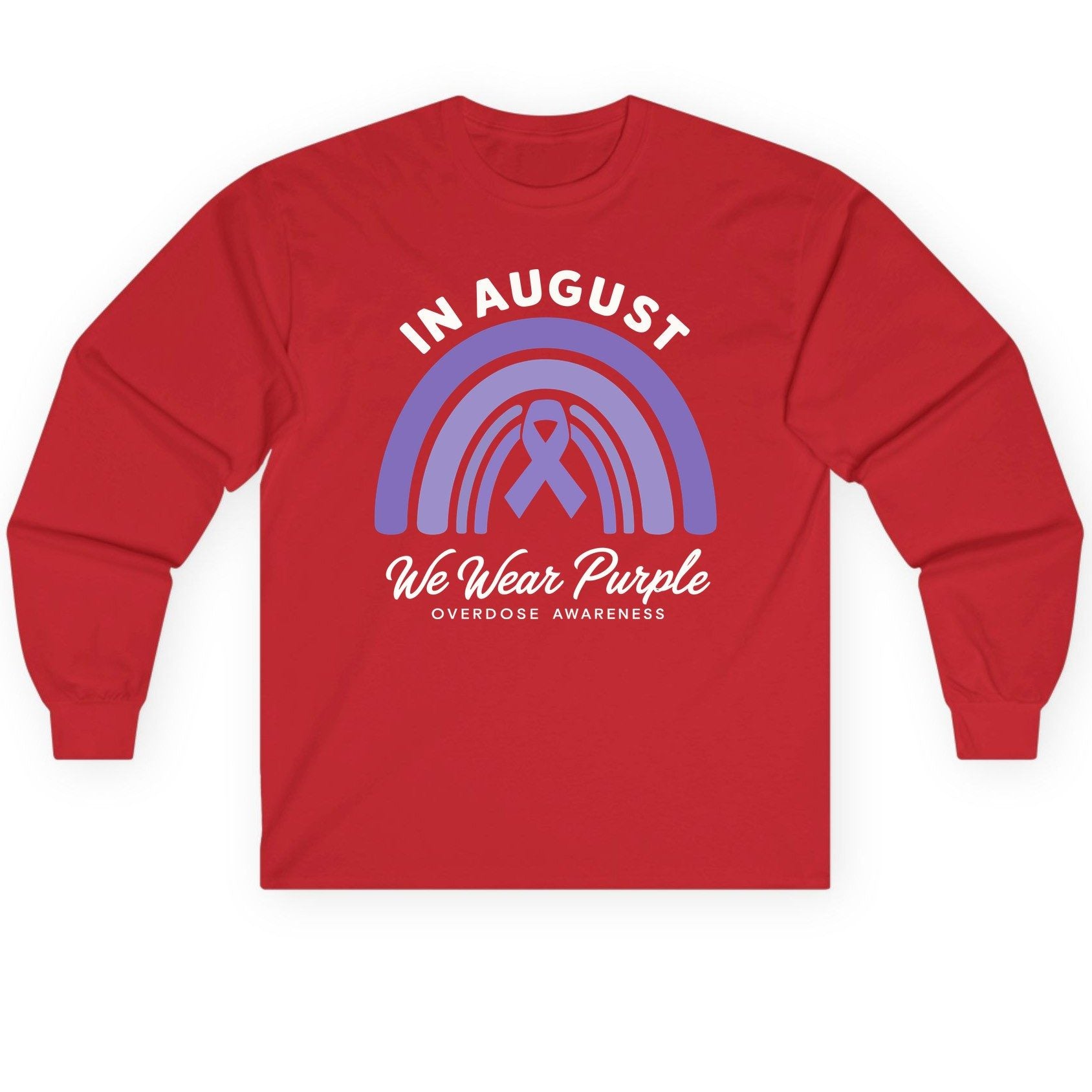 In August We Wear Purple Overdose Awareness overdose awareness Long Sleeve Tee Red product mockup