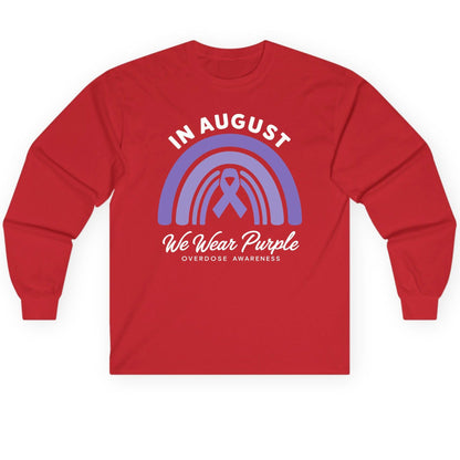 In August We Wear Purple Overdose Awareness overdose awareness Long Sleeve Tee Red product mockup