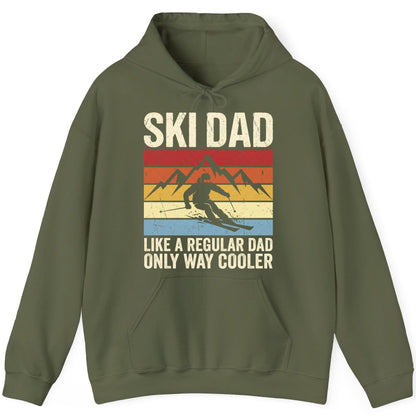 Ski Dad Like a Regular Dad Only Way Cooler skiing Hoodie Military Green product mockup