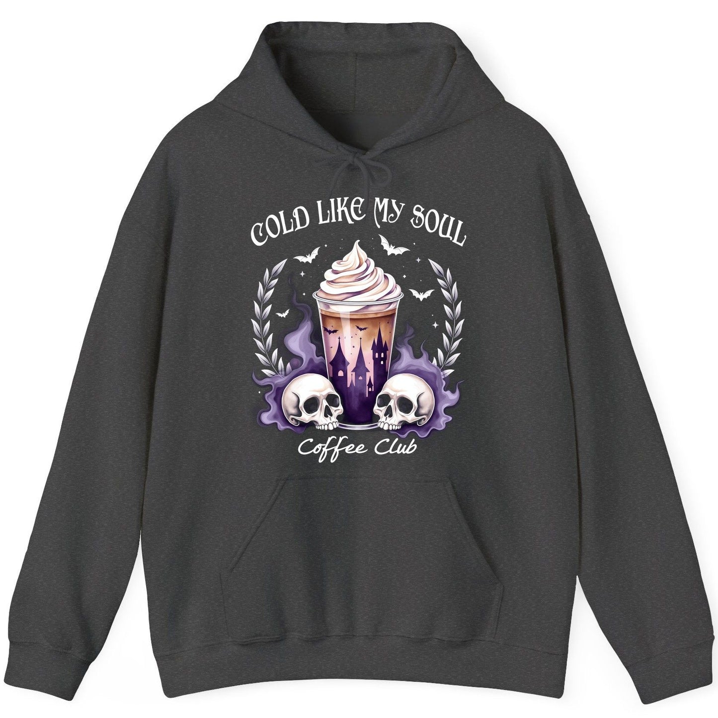 Cold Like My Soul Coffee Club gothic iced coffee Hoodie Dark Heather product mockup