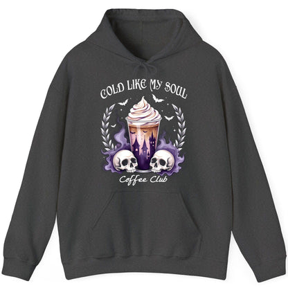 Cold Like My Soul Coffee Club gothic iced coffee Hoodie Dark Heather product mockup