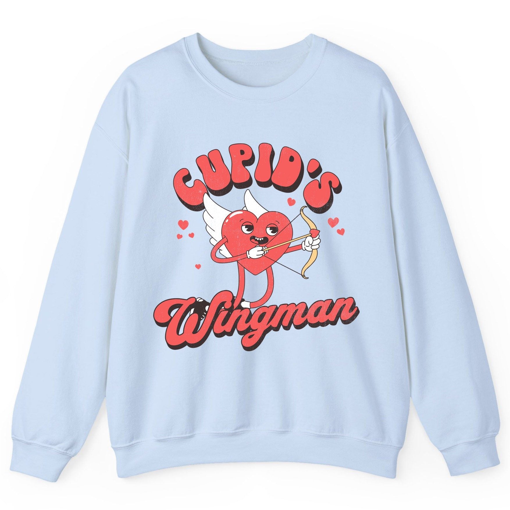 Cupid's Wingman Valentine's Day Sweatshirt Light Blue product mockup