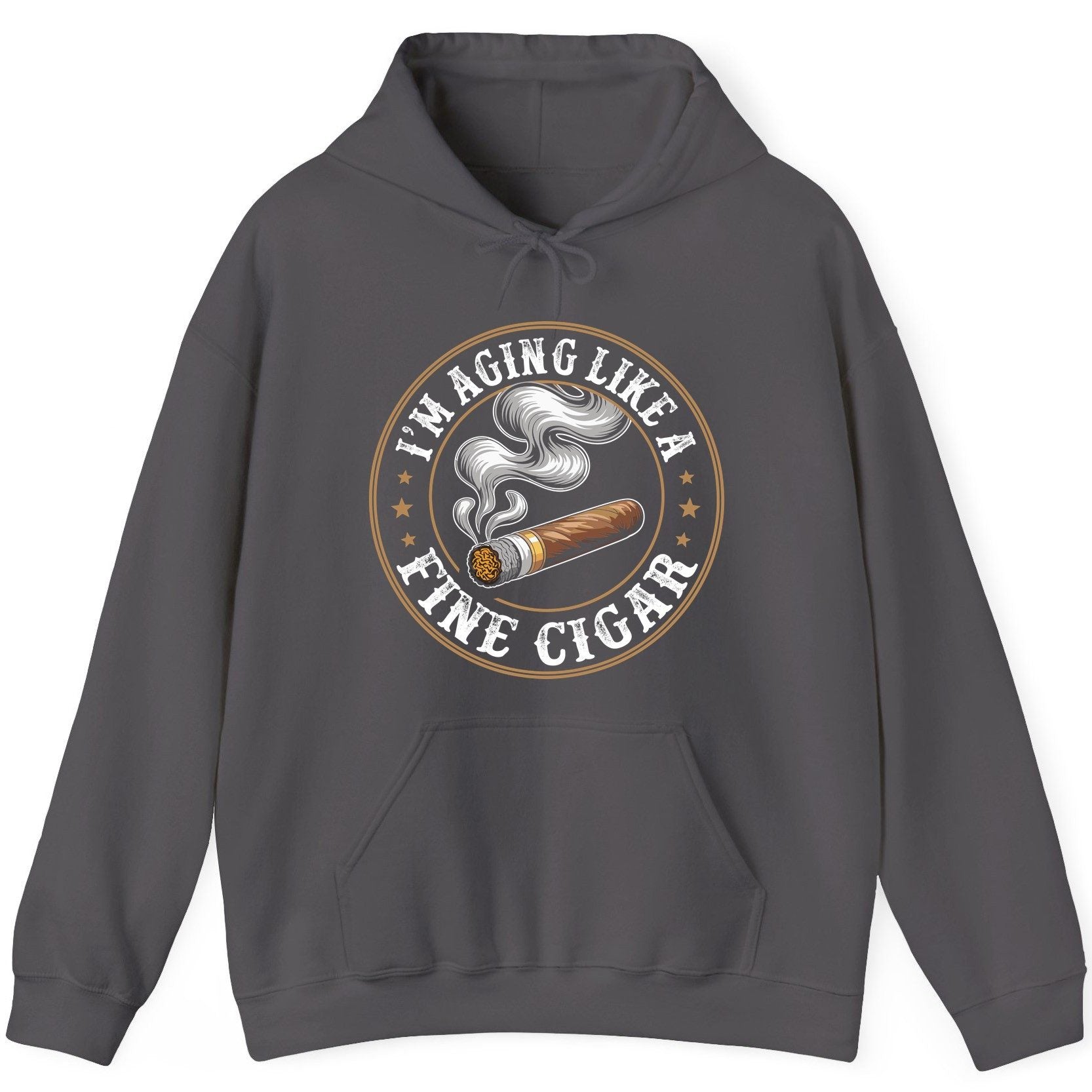 I'm Aging Like a Fine Cigar cigar smoking Hoodie Charcoal product mockup