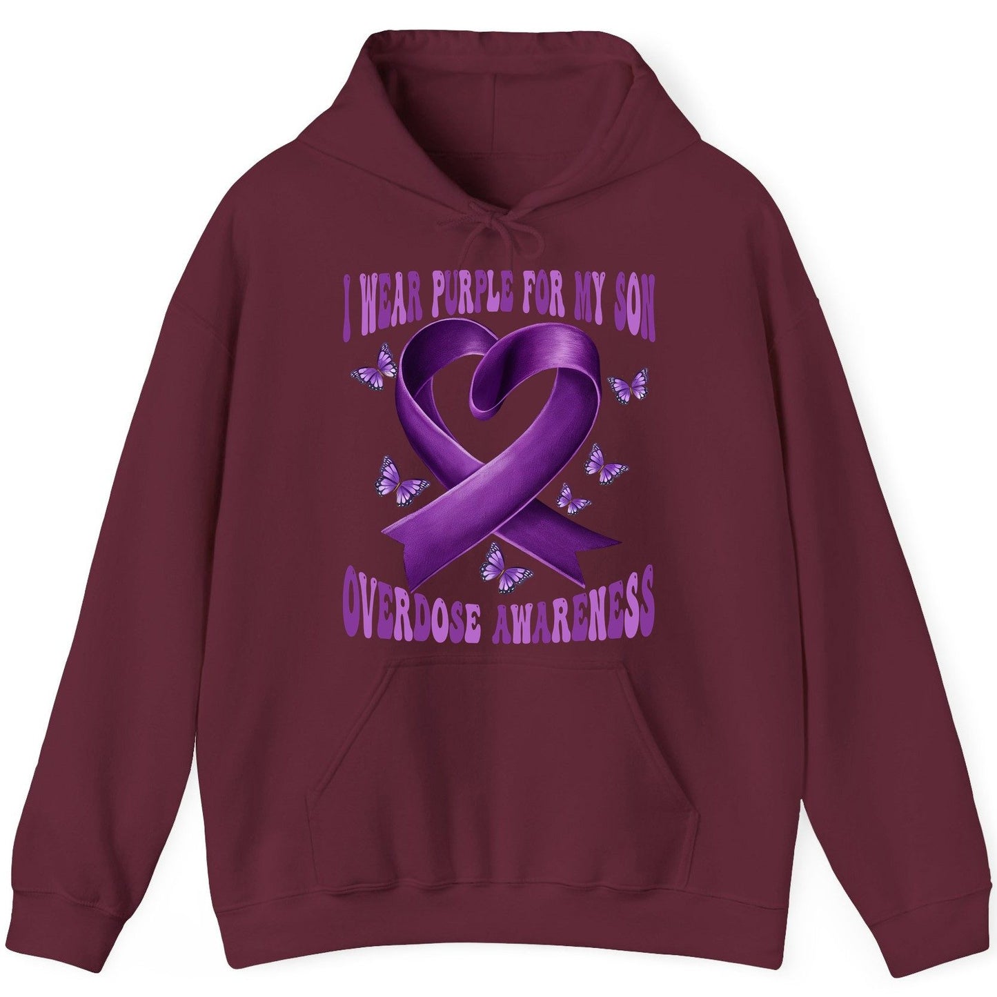 I Wear Purple for My Son Overdose Awareness overdose awareness Hoodie Maroon product mockup