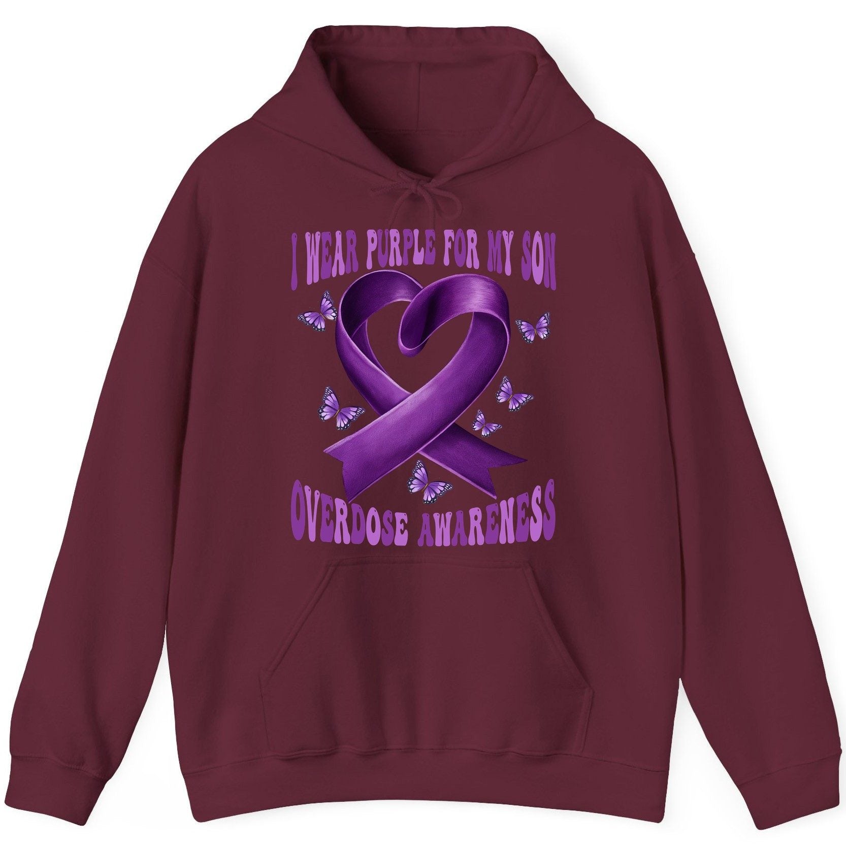 I Wear Purple for My Son Overdose Awareness overdose awareness Hoodie Maroon product mockup