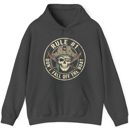 Rule 1 Don't Fall Off the Boat pirate Hoodie Dark Heather product mockup
