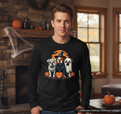 Halloween Bulldogs Costumes Halloween bulldogs Long Sleeve Tee Black lifestyle mockup