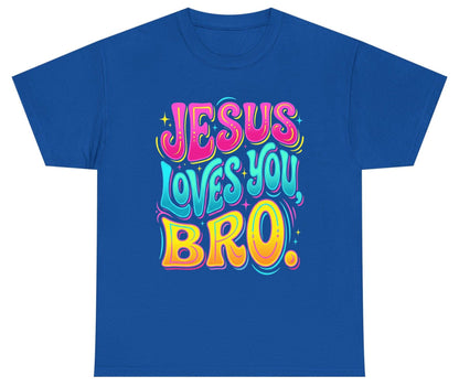 JESUS LOVES YOU BRO Retro Christian Youth T-Shirt - product mockup - Royal