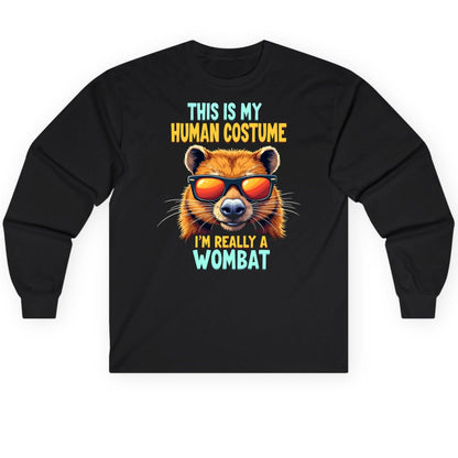 This Is My Human Costume I'm Really a Wombat wombat Long Sleeve Tee Black product mockup