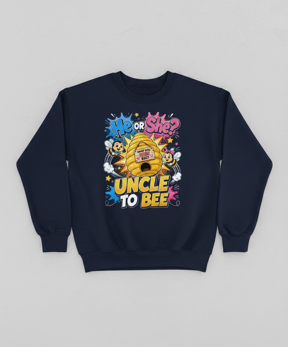 Uncle to Bee Gender Reveal Sweatshirt - product mockup - Navy