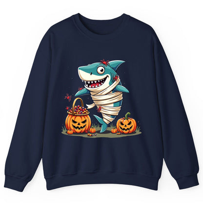 Mummy Shark Halloween shark Sweatshirt Navy product mockup