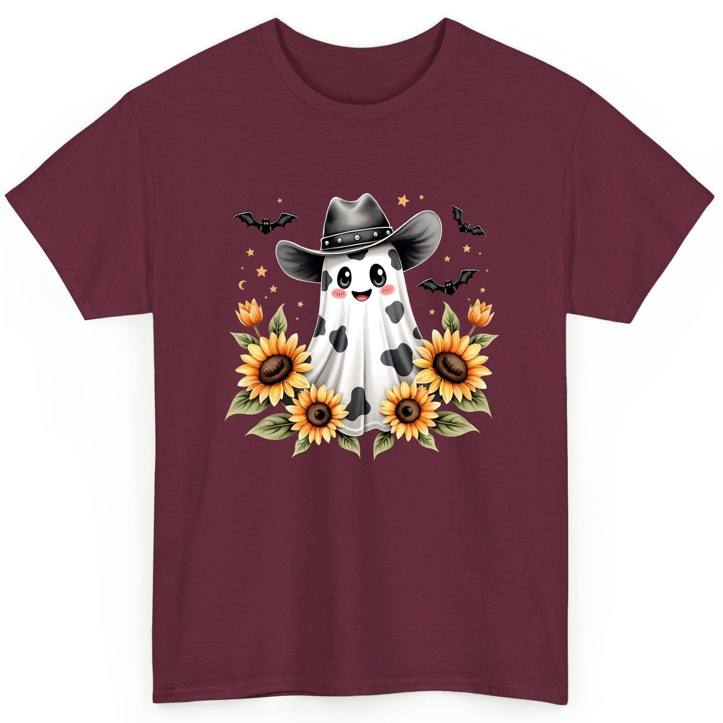 Cowboy Ghost Sunflowers cowboy ghost T-Shirt Maroon product mockup