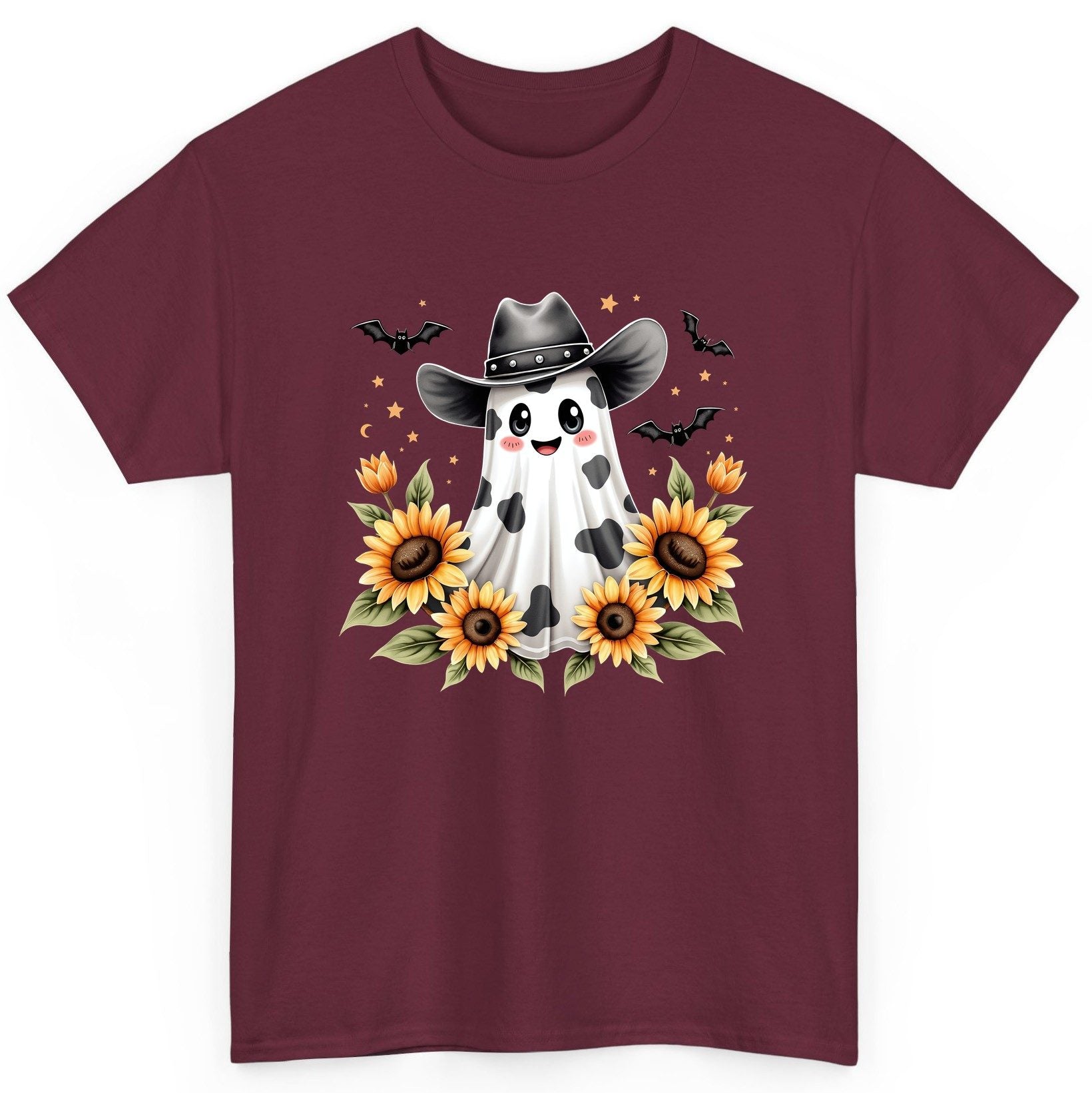 Cowboy Ghost Sunflowers cowboy ghost T-Shirt Maroon product mockup