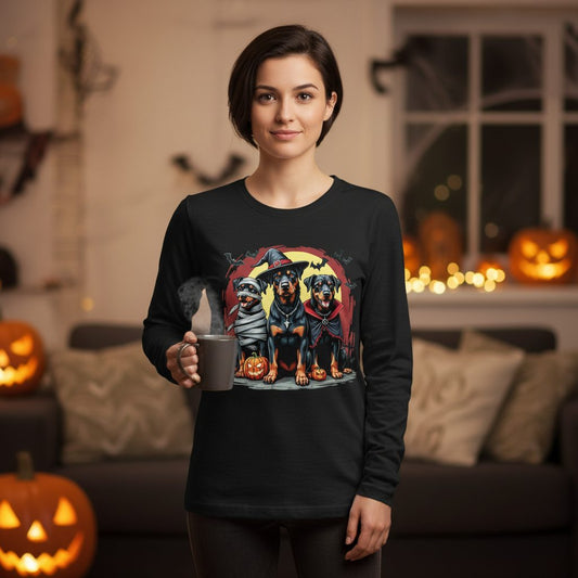 Rottweiler Halloween Costumes rottweiler Long Sleeve Tee Black lifestyle mockup