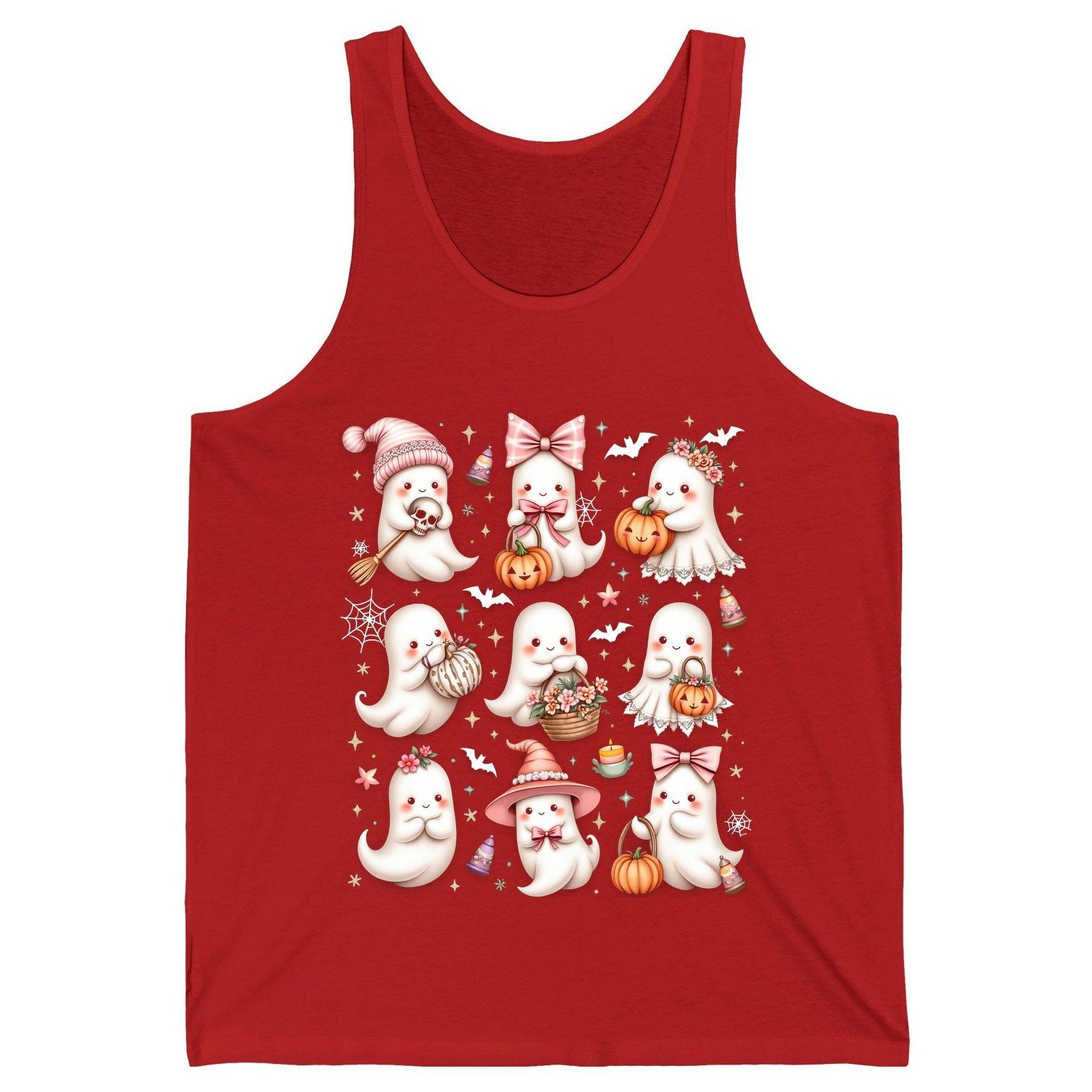 Cute Pink Halloween Ghosts cute Halloween ghosts Tank Top Red product mockup